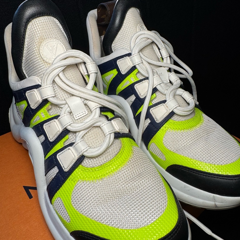 Louis Vuitton Neon Green and White Sneakers